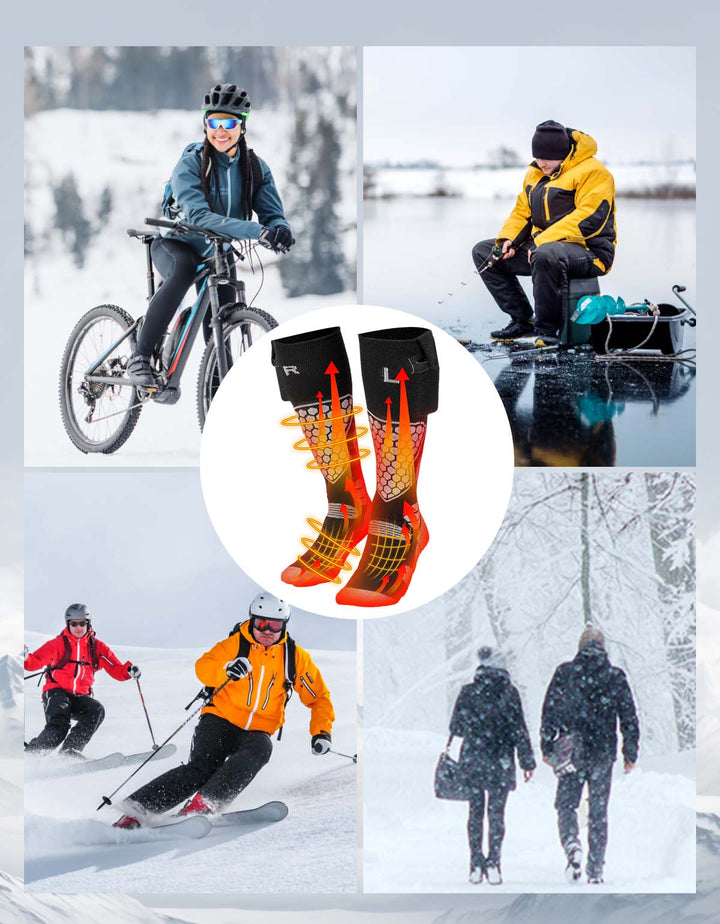 Wolle beheizte Socken für Unisex APP Control Schwarz