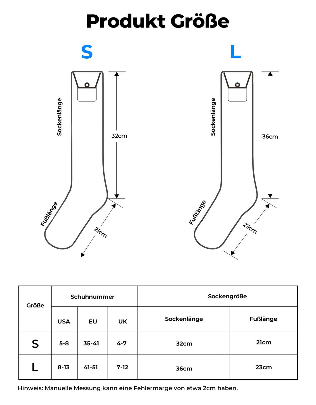 Wolle beheizte Socken für Unisex APP Control Schwarz
