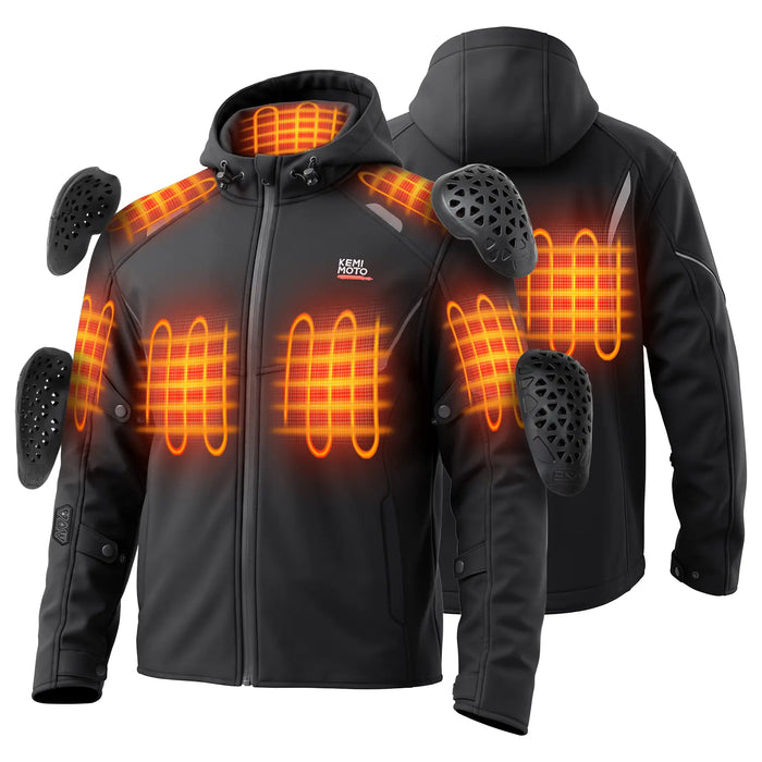 Beheizbare Motorradjacke mit 9 Heizzonen und CE1-Protektoren