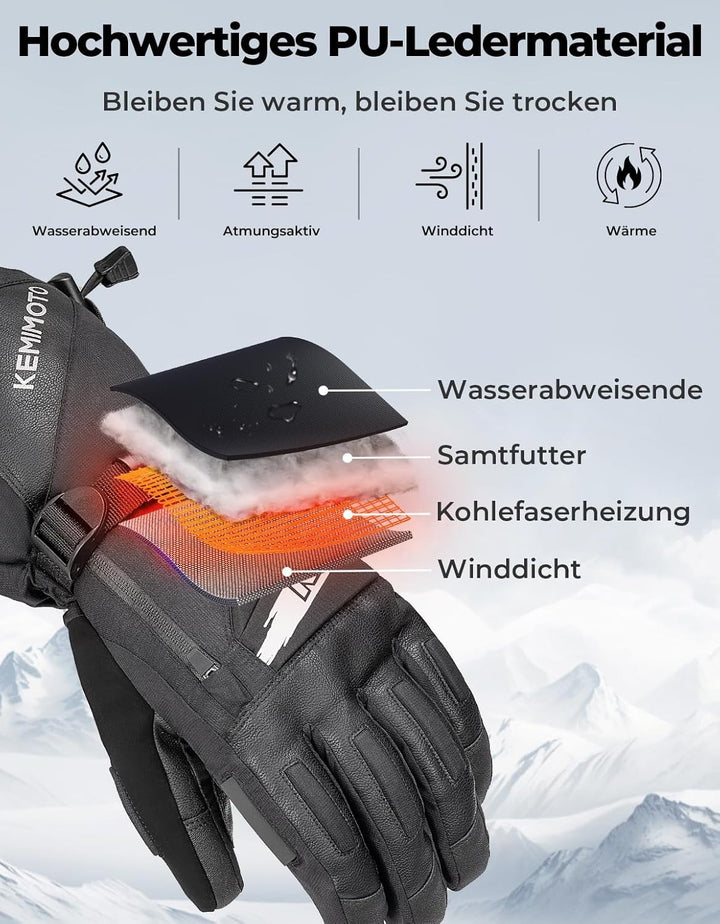 Beheizte Handschuhe Touchsreen mit 3 Heizstufen