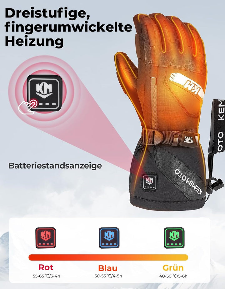 Beheizte Handschuhe Touchsreen mit 3 Heizstufen
