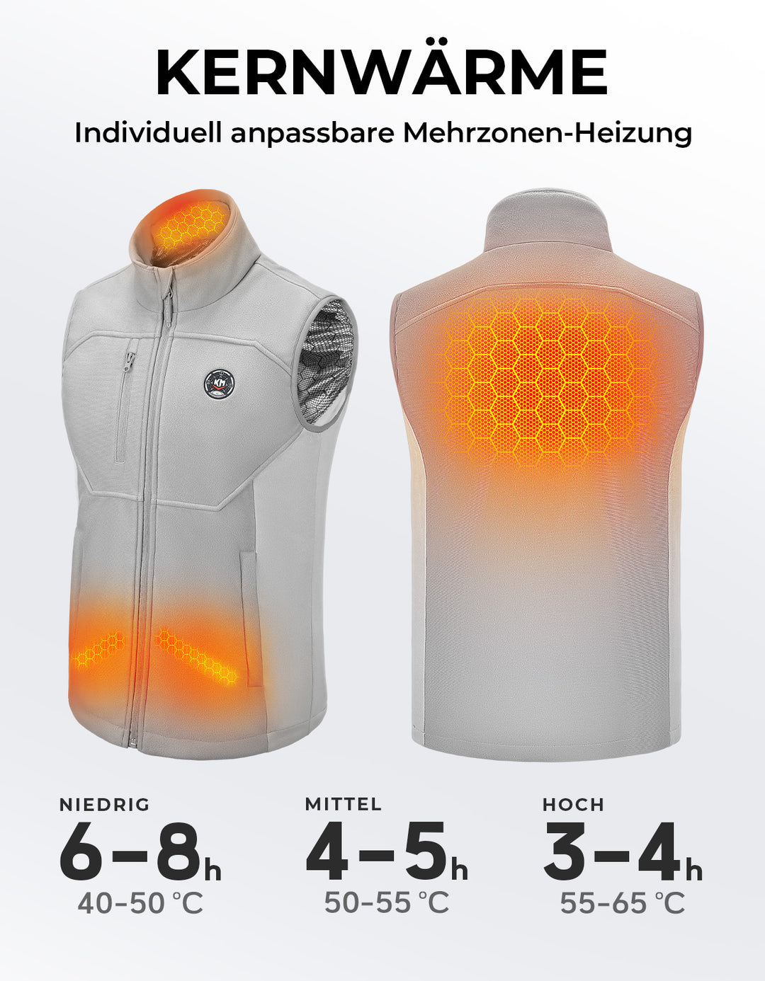 Beheizte Weste mit Handwärmfunktion und 5 Heizzone