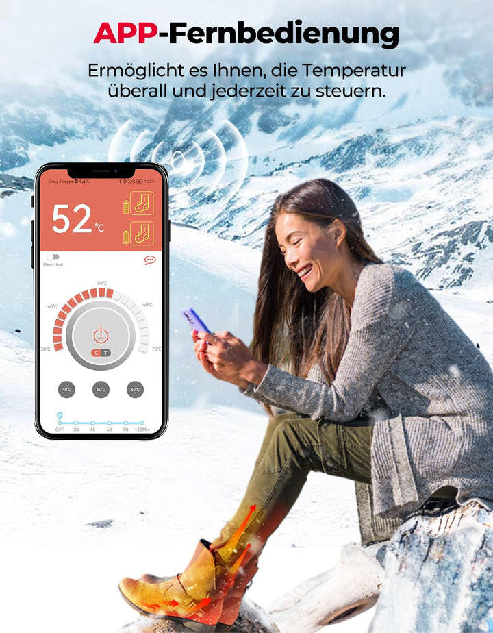 3.7V Elektrische Heizsocken mit Akku 4000mAh und APP Fernbedienung