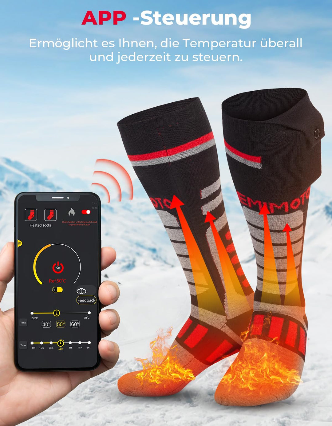 Beheizbare Baumwollsocken 5000 mAh wiederaufladbaren mit APP