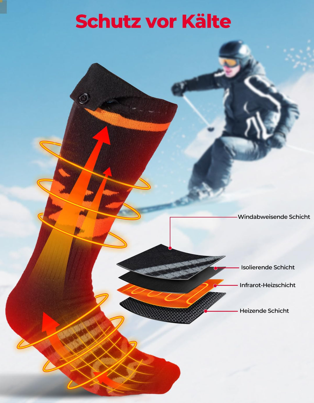 3.7V Elektrische Heizsocken mit Akku 4000mAh und APP Fernbedienung
