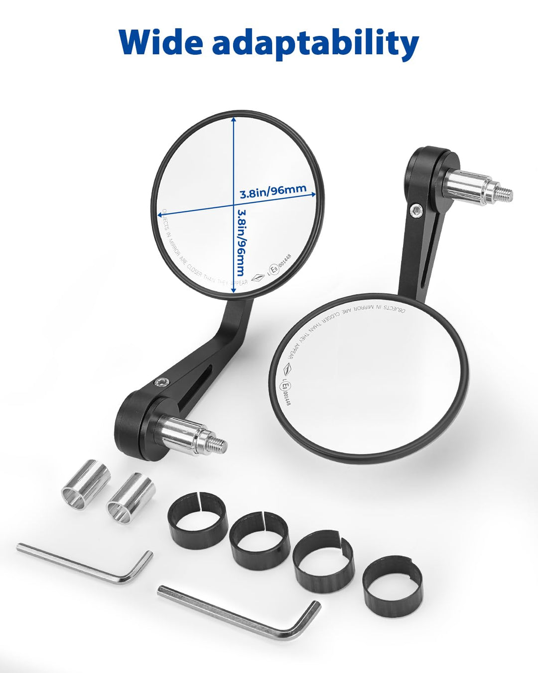 Lenkerendenspiegel Motorrad 360°drehbarer, CNC Spiegelstange