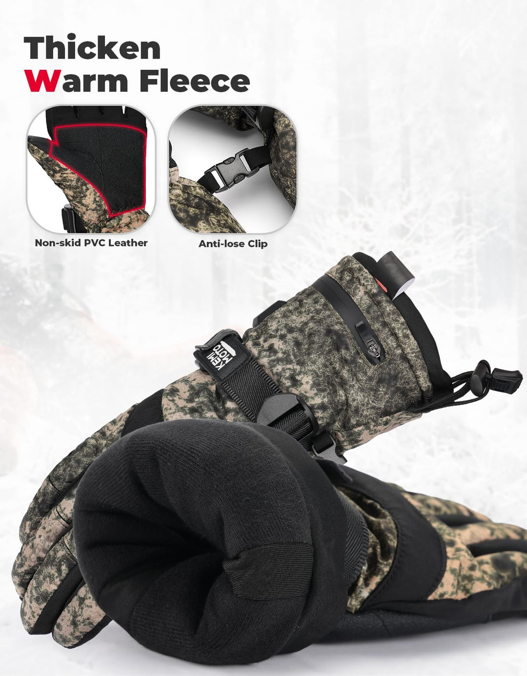 Beheizbare Handschuhe in Camouflage mit 2500mAh Akku