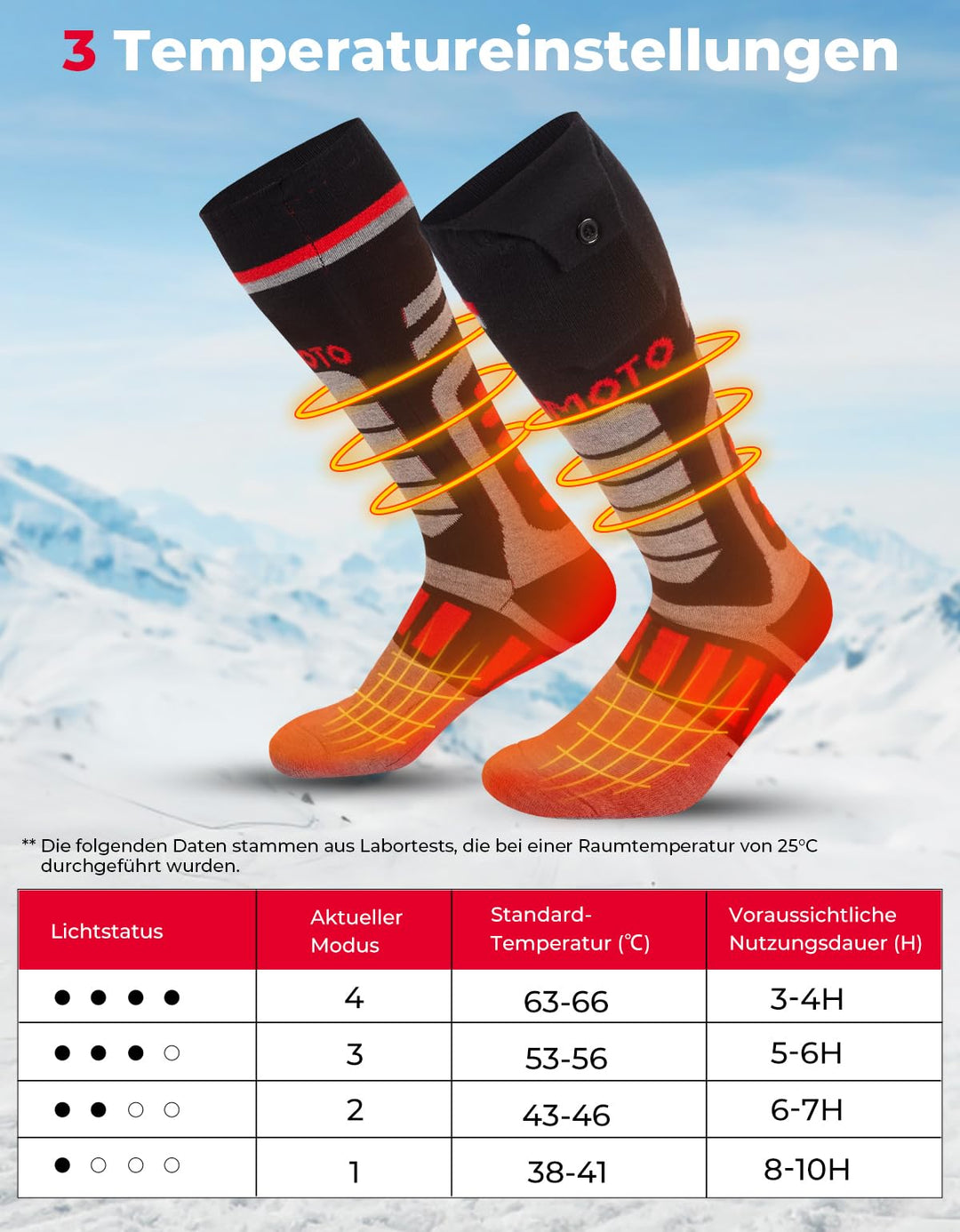 Beheizbare Baumwollsocken 5000 mAh wiederaufladbaren mit APP