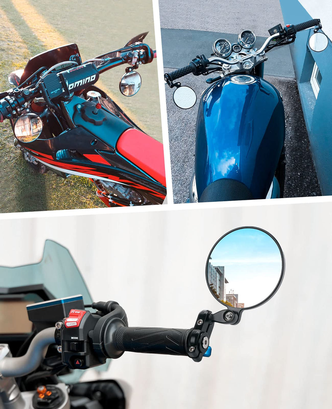 CNC Runde Motorradspiegel 360° Drehbar