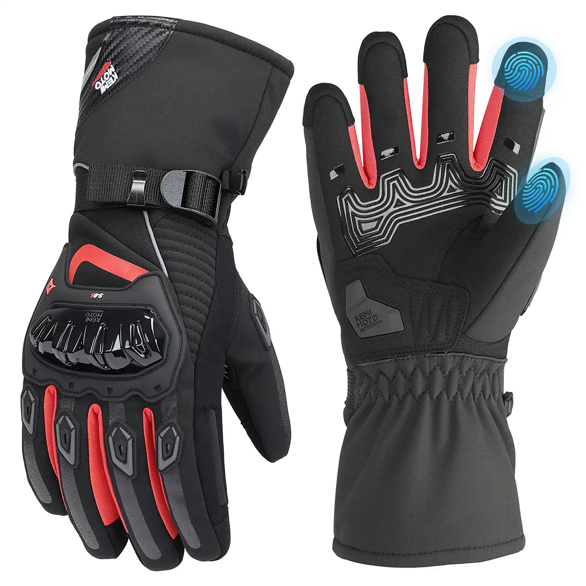 Waterproof Winter Motorcycle Gloves with Grip and Touchscreen