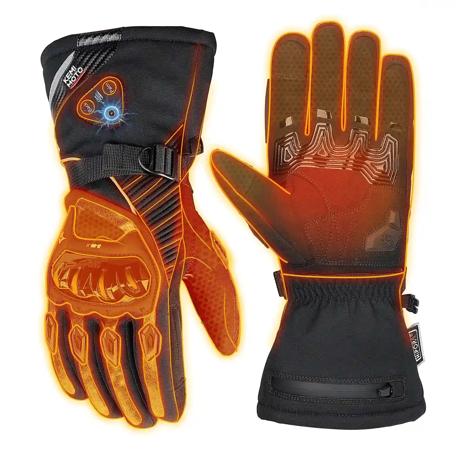 Heated Motorcycle Gloves with Hybrid Power and Magnetic Connector
