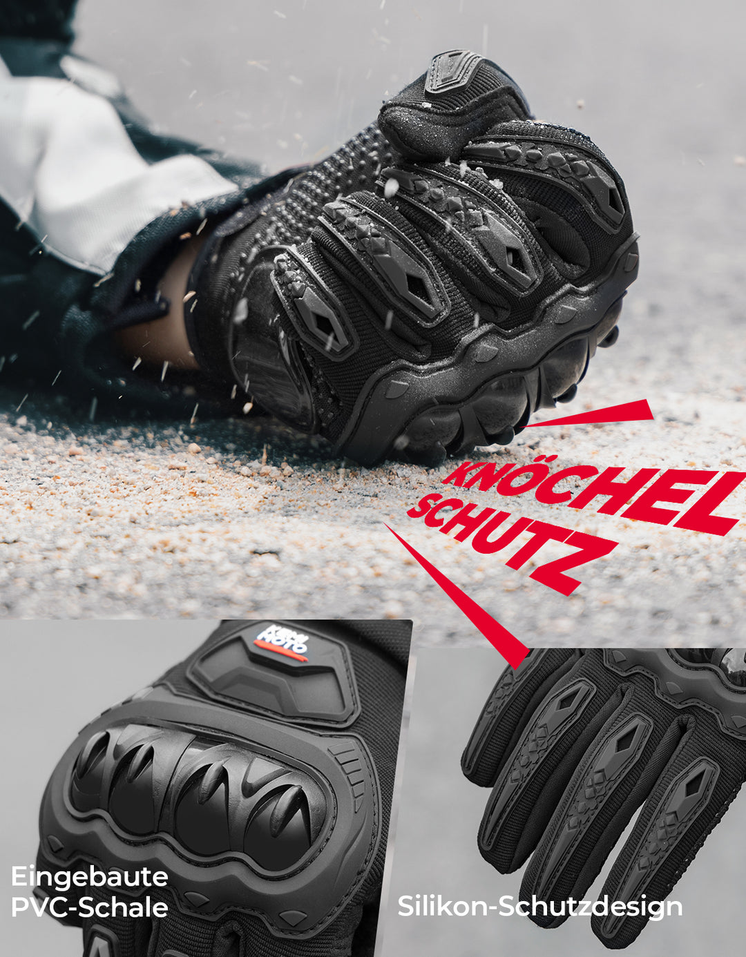 Motorradhandschuhe mit Touchscreen & Knöchelprotektor