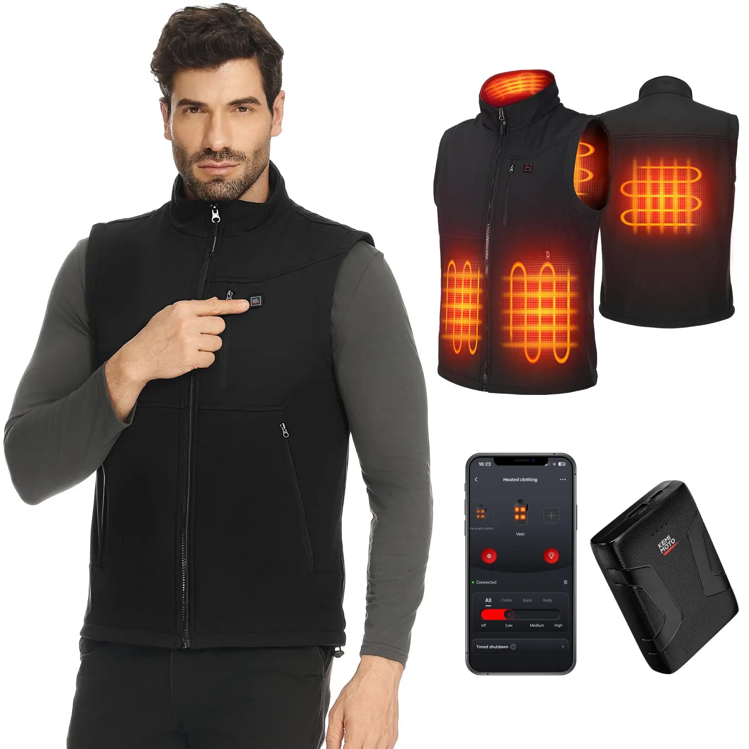 App-Controlled Heated Gilet with 4 Heating Zones and 10,000 mAh Battery