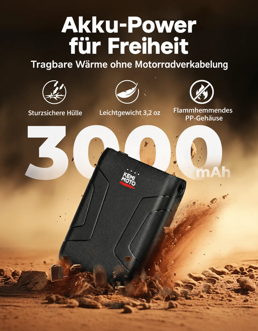 Beheizbare Motorradhandschuhe mit Hybridversorgung, 2 Heizzonen und Touchscreen