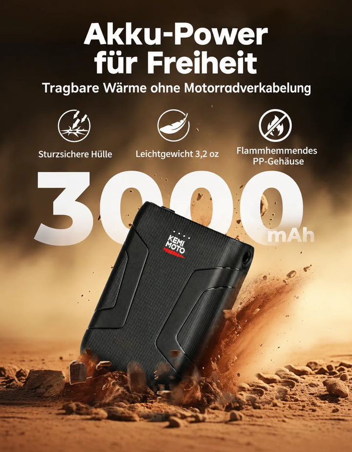 Beheizbare Motorradhandschuhe mit Hybridversorgung, 2 Heizzonen und Touchscreen