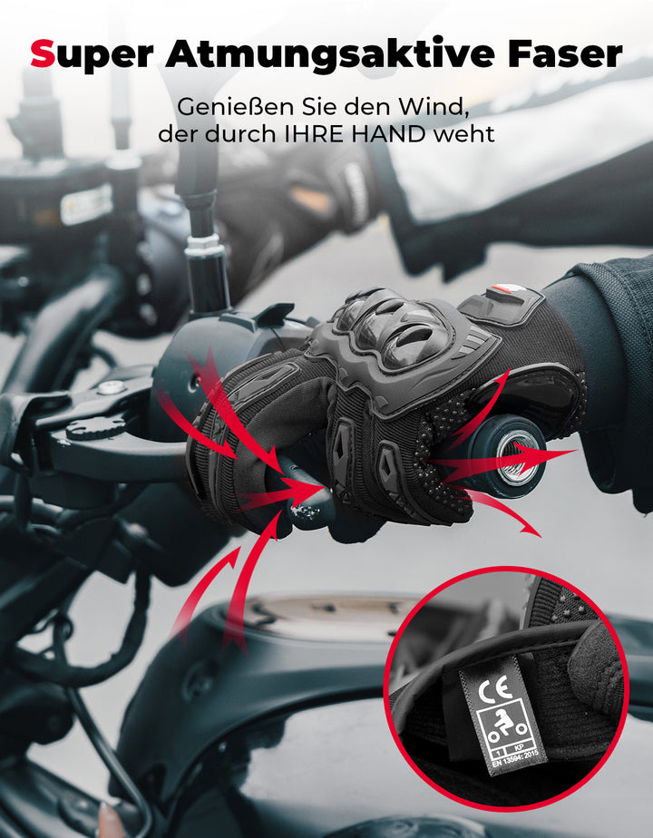 Motorradhandschuhe mit Touchscreen & Knöchelprotektor