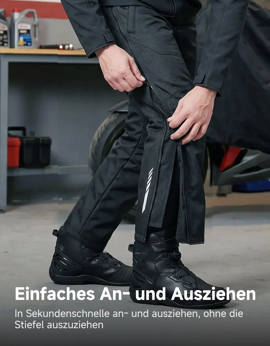 Beheizbare Motorradhose mit CE-Schutz & SBS-Seitenzippern