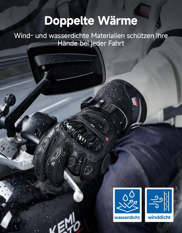 Wasserdichte Winter-Motorradhandschuhe mit Grip & Touchscreen