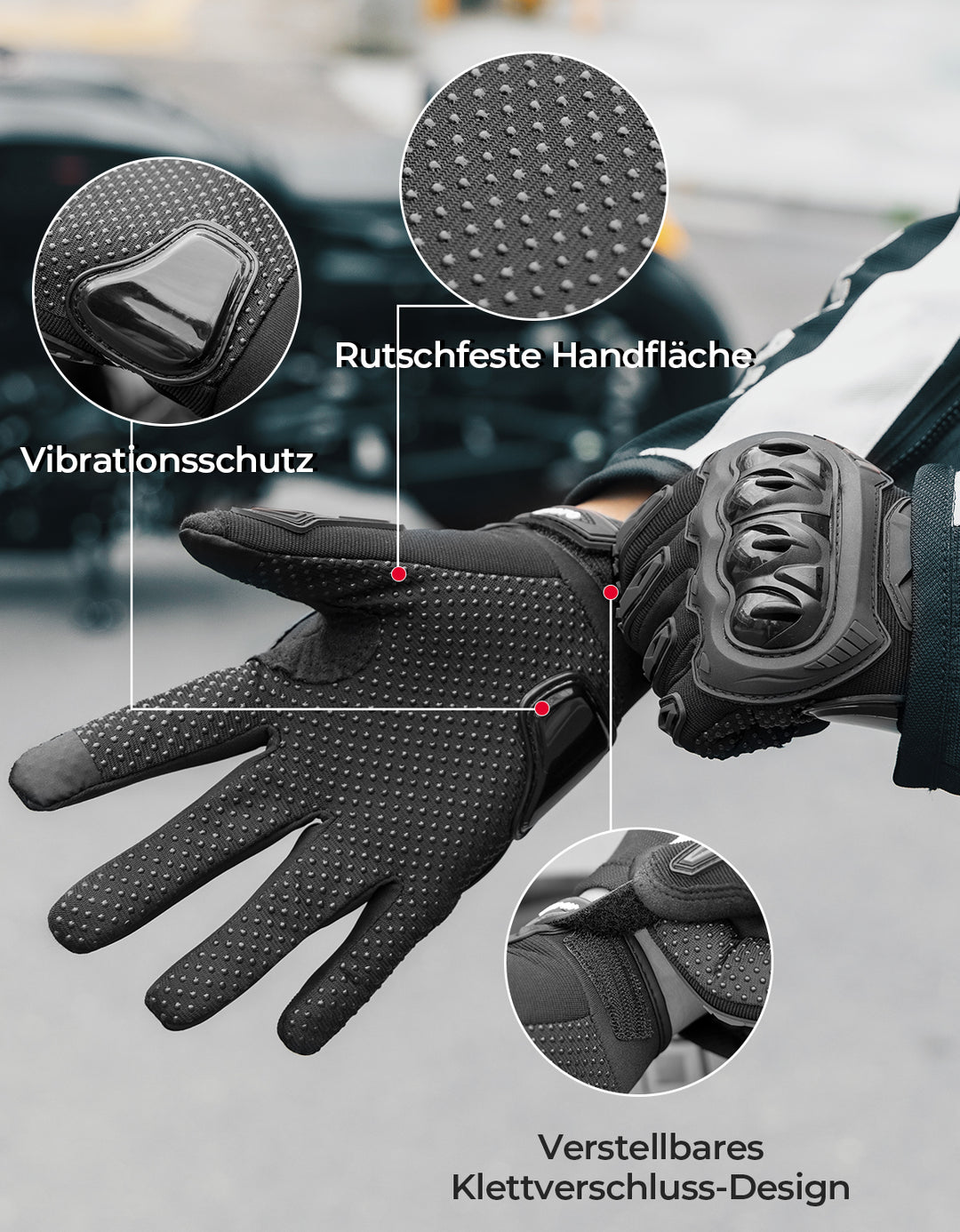 motorrad handschuhe touchscreen Motorradhandschuhe mit Touchscreen & Knöchelprotektor – DE Kemimoto
