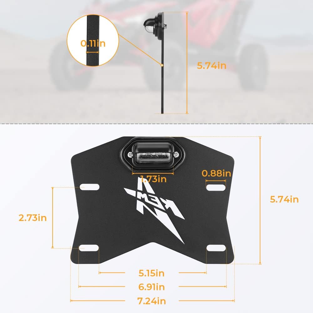 Kit universal de soporte para matrícula con LED, compatible con Can-Am y Polaris