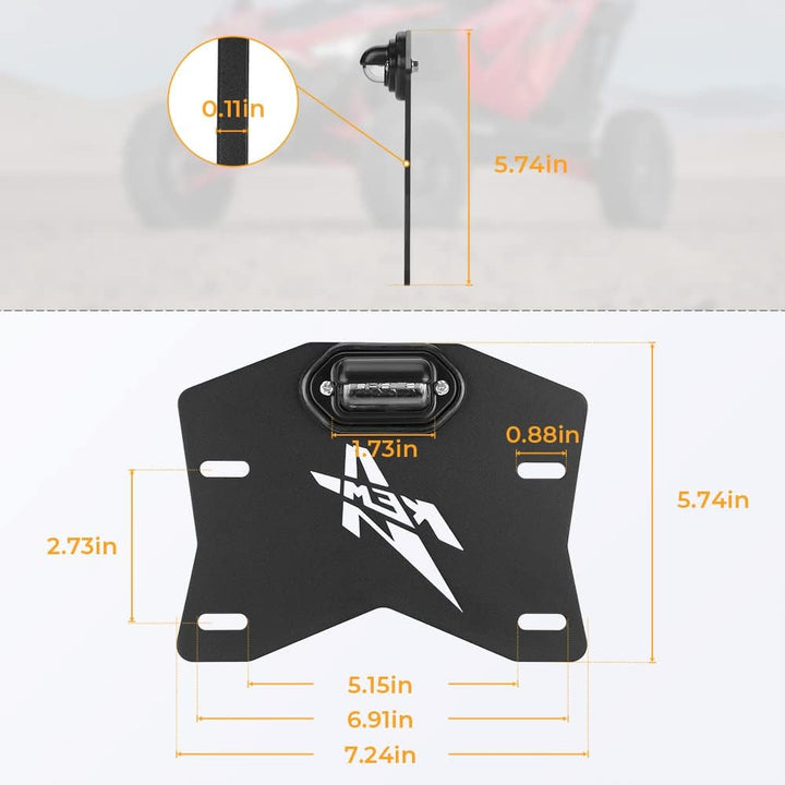 Kit universal de soporte para matrícula con LED, compatible con Can-Am y Polaris