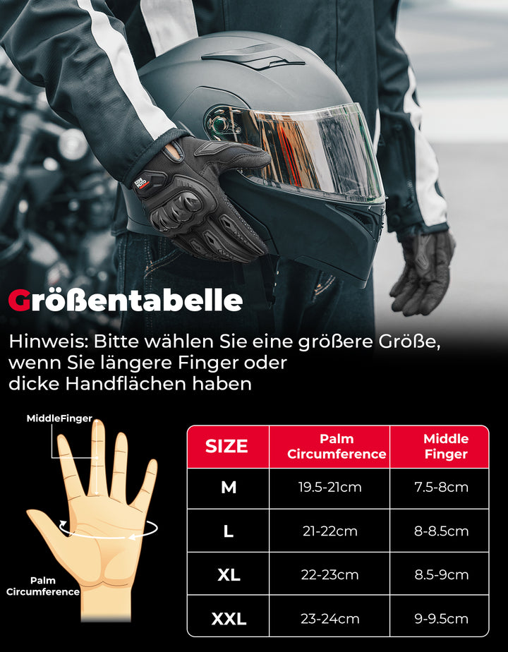 Motorradhandschuhe mit Touchscreen & Knöchelprotektor
