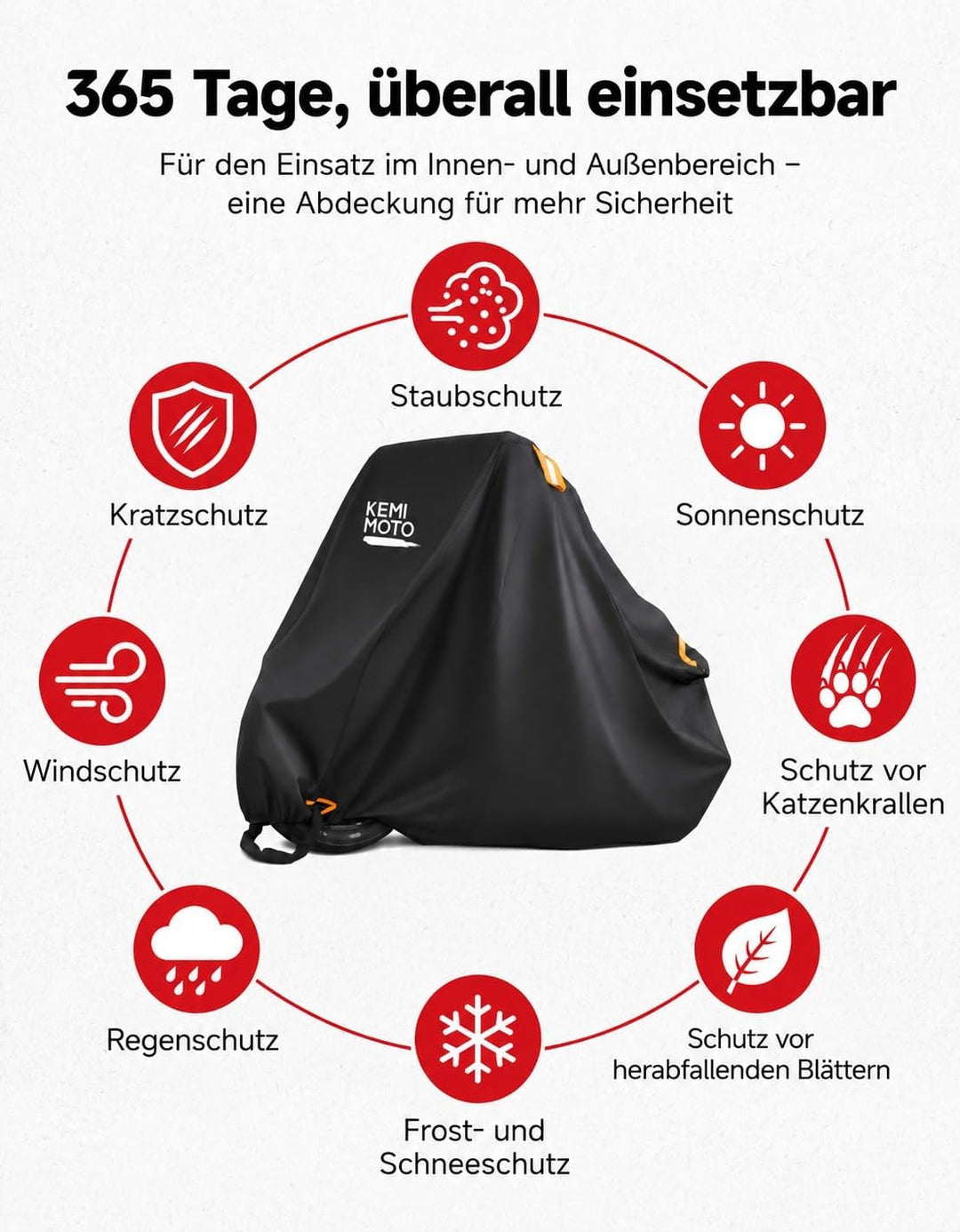KEMIMOTO Motorrad Abdeckplane 210D Oxford mit Schlossöffnungen