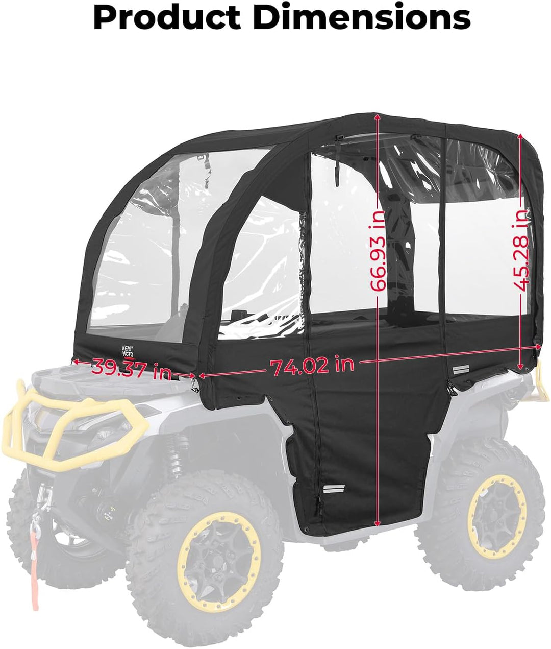KEMIMOTO Extra Große ATV Kabineneinhausung - 3-in-1 Verstellbares Allwetter-Verdeck mit Voller Sicht