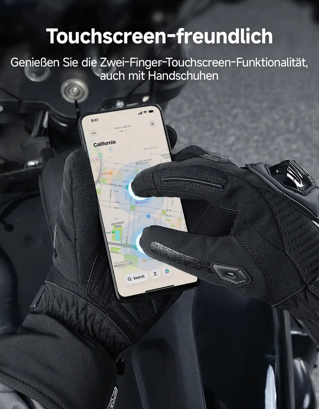 Wasserdichte Winter-Motorradhandschuhe mit Grip & Touchscreen