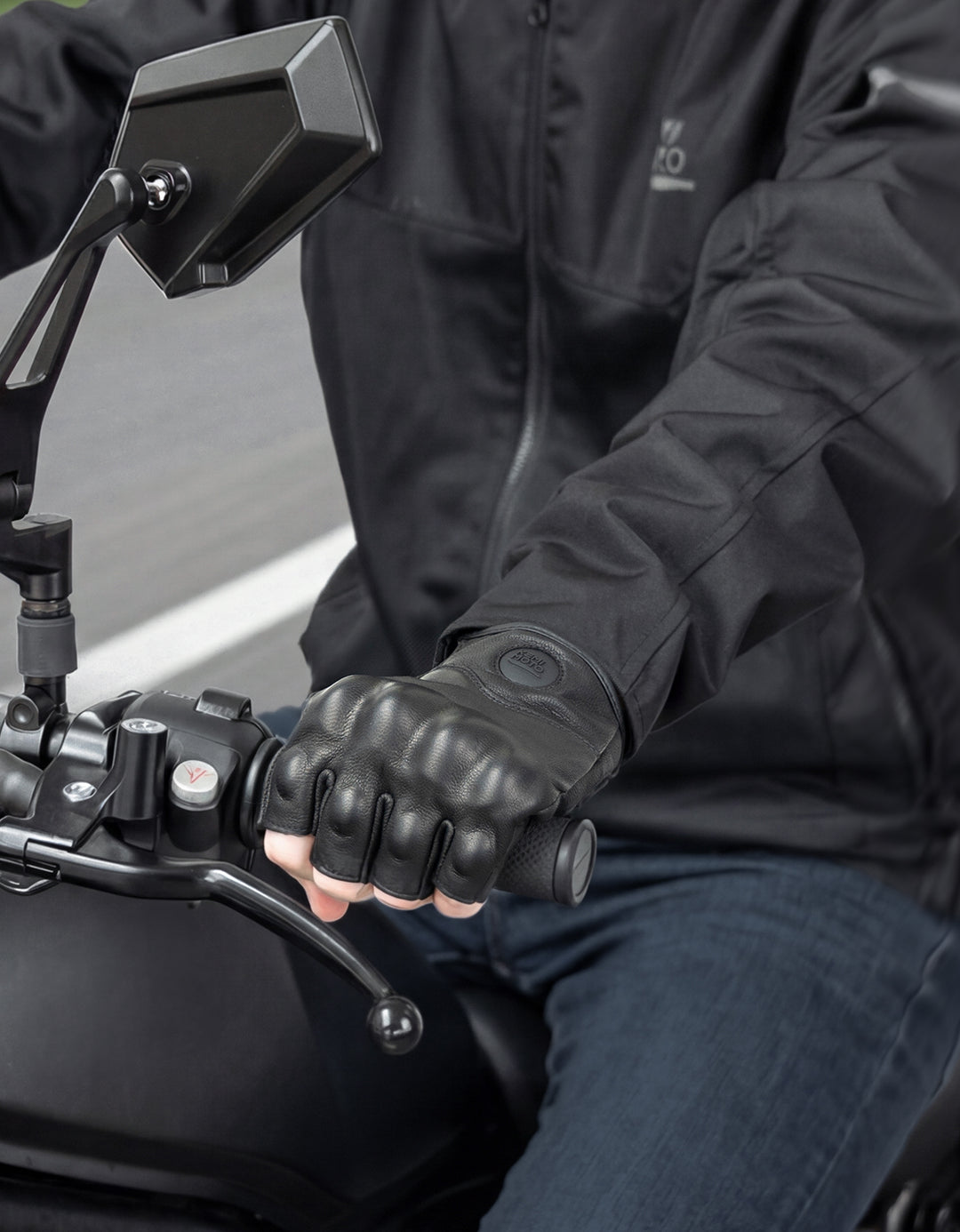 Motorradhandschuhe Leder Protektor mit PVC-Schutzschale & Belüftung