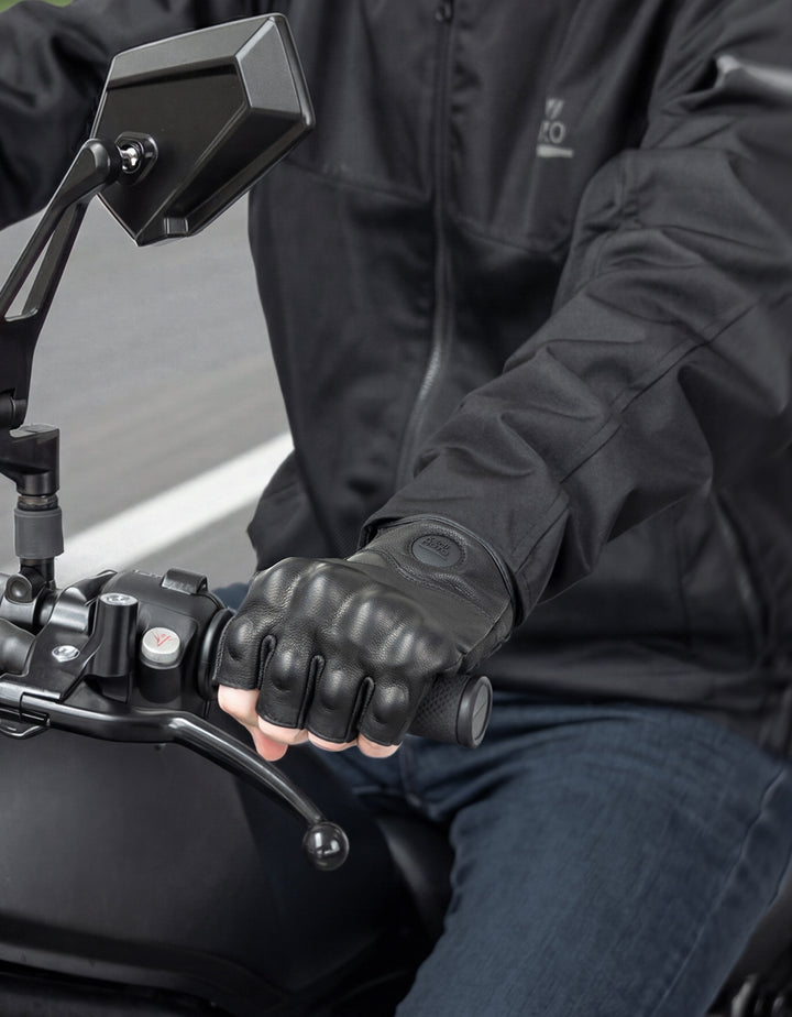 Motorradhandschuhe Leder Protektor mit PVC-Schutzschale & Belüftung