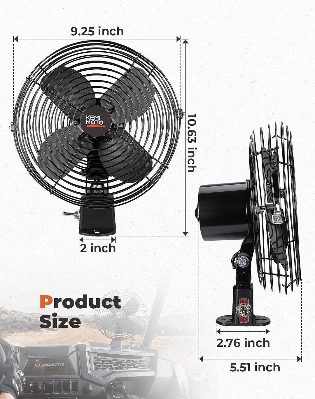 12V Auto Ventilator für UTV, Wohnmobil, LKW und lokale Luftzirkulation