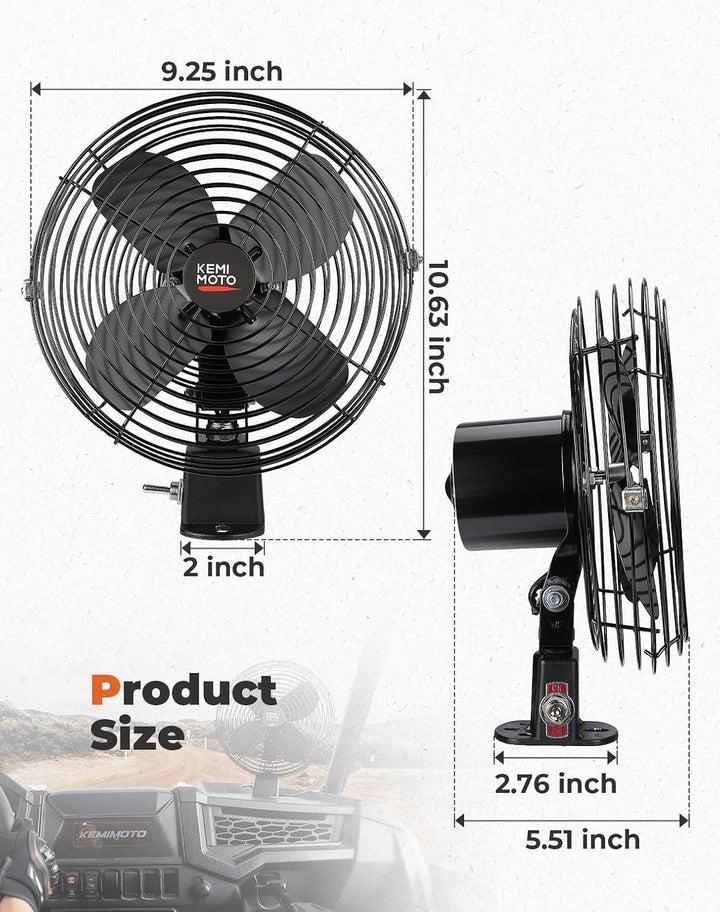 12V Auto Ventilator für UTV, Wohnmobil, LKW und lokale Luftzirkulation