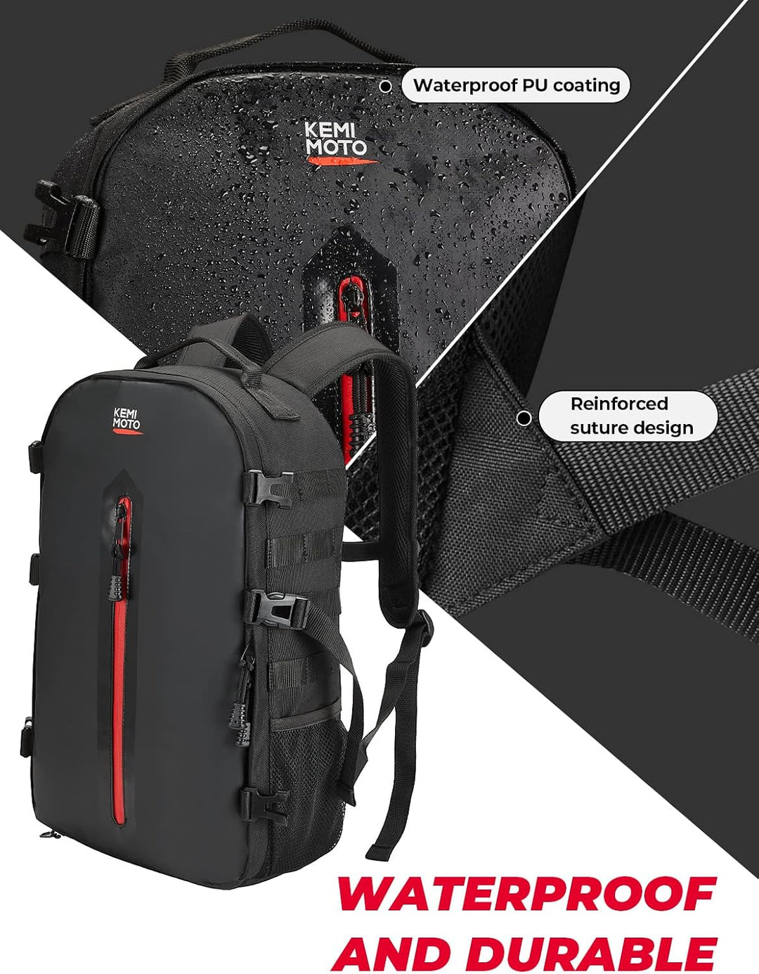 20L Motorcycle Helmet Backpack with Hidden Helmet Net