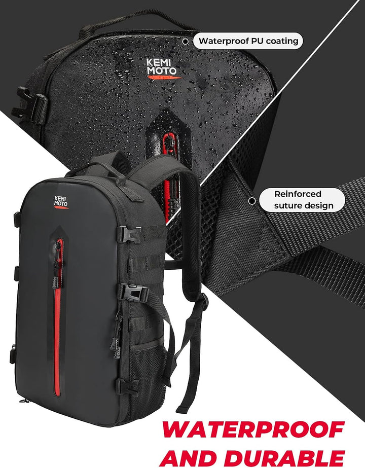 20L Motorcycle Helmet Backpack with Hidden Helmet Net