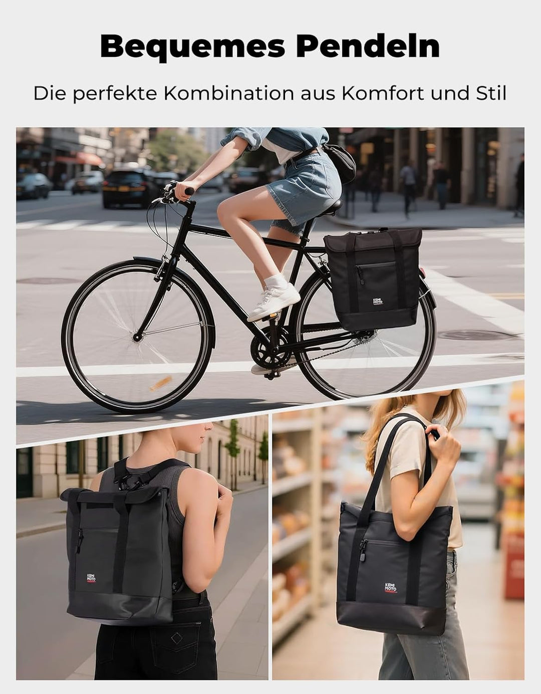 3-in-1 Fahrradtasche für Gepäckträger 20L wasserdicht