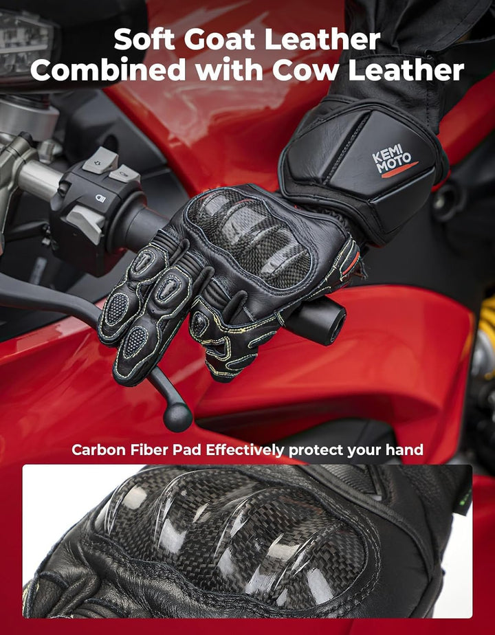 Motorradhandschuhe Leder - Carbon Knöchelschutz  Damen & Herren