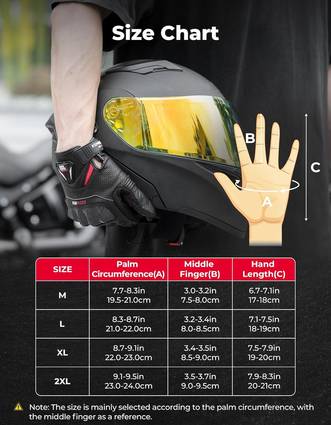 Leder Motorradhandschuhe mit Touchscreen für Herren