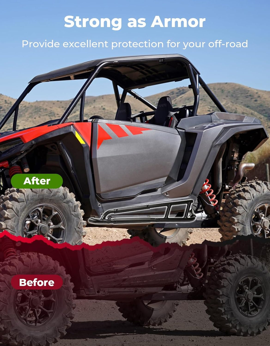 Barras laterales de acero de alta resistencia y protectores laterales para Polaris RZR XP 1000/XP 4 1000 2024-2025, 2 plazas
