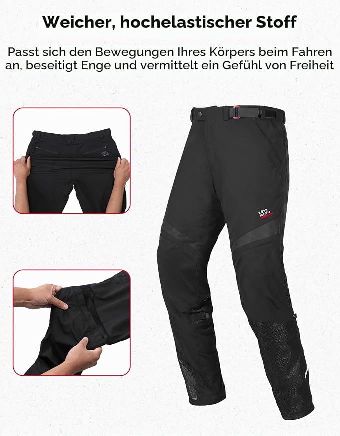 Pantalon de moto pour homme avec poches pour protections CE