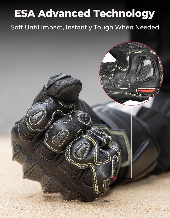 Motorradhandschuhe Leder - Carbon Knöchelschutz  Damen & Herren