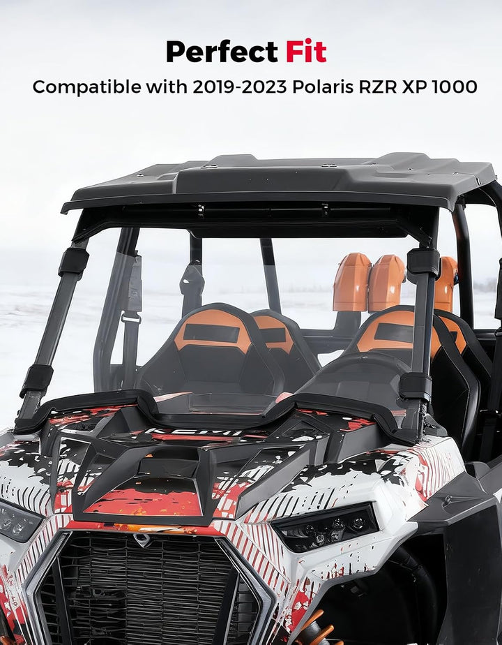 Vollständige Front-Windschutzscheibe mit 4 schwarzen Befestigungsklemmen für Polaris RZR