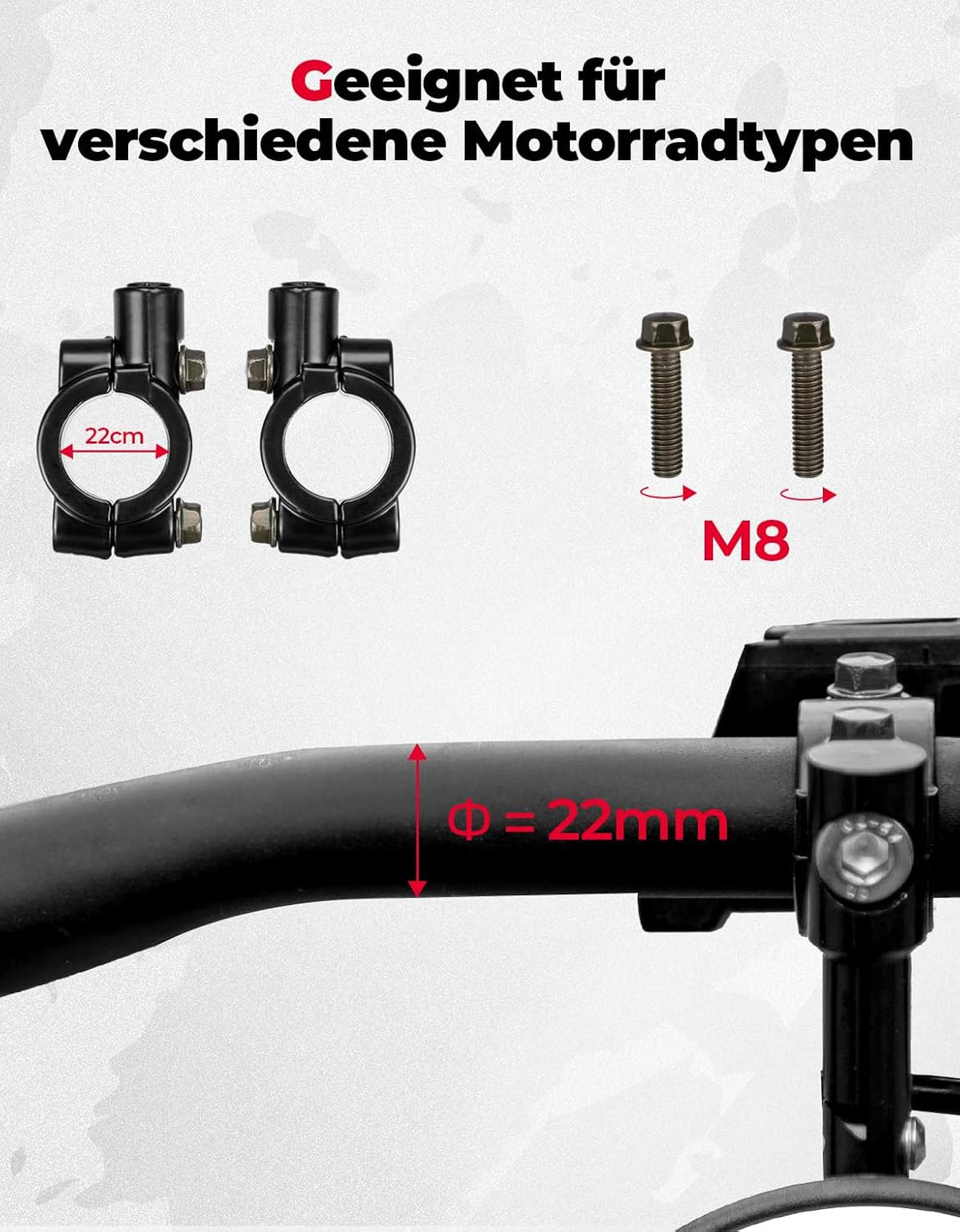 Lenkerendenspiegel für Motorräder und Roller (2 Stück)
