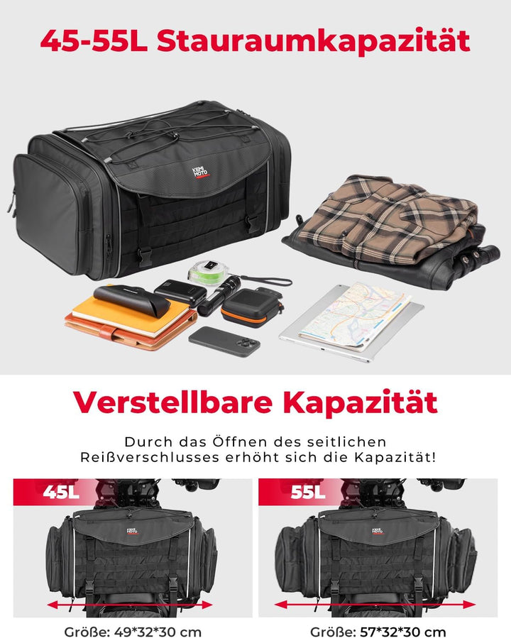 Motorrad Hecktasche 45-55L für Sattel & Gepäck
