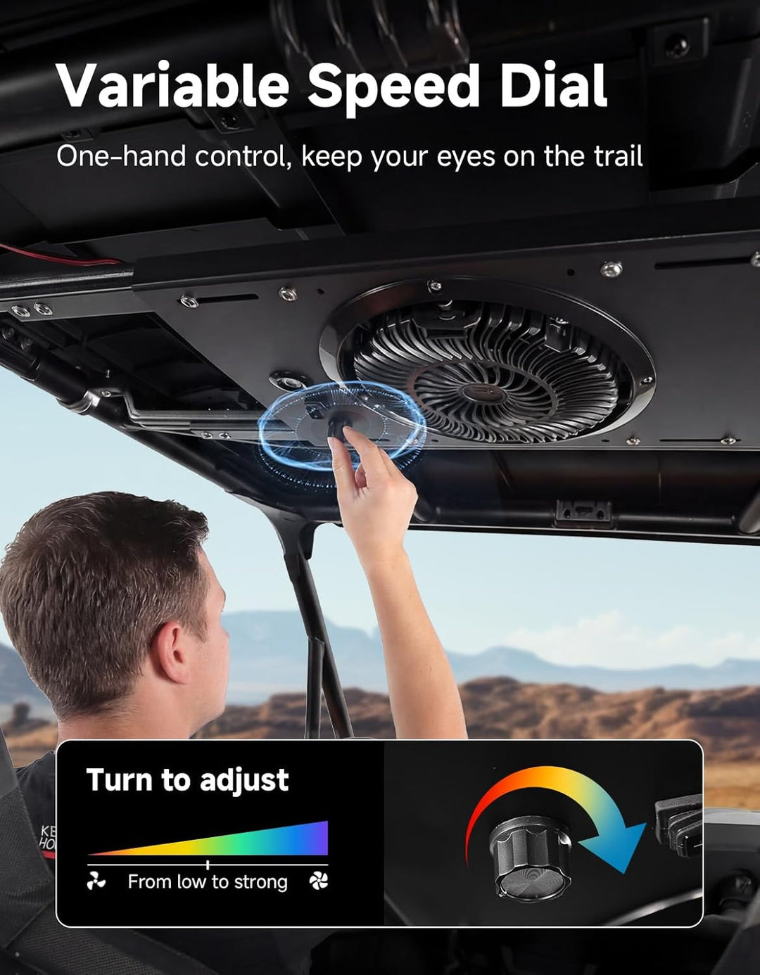 KEMIMOTO 12V UTV Ventilator mit LED-Kabinenlicht und 930 CFM Luftstrom