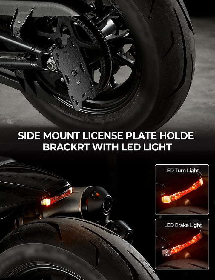 Motorcycle Side License Plate Holder Bracket with LED Light for Sportster S RH1250