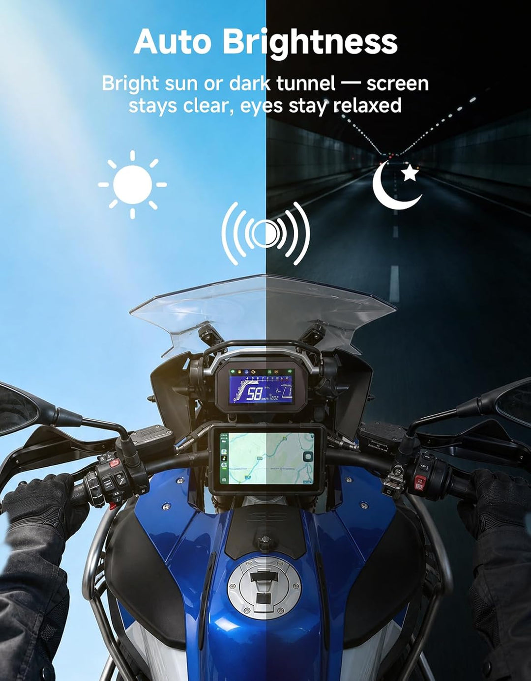 Motorcycle Screen with CarPlay & Android Auto