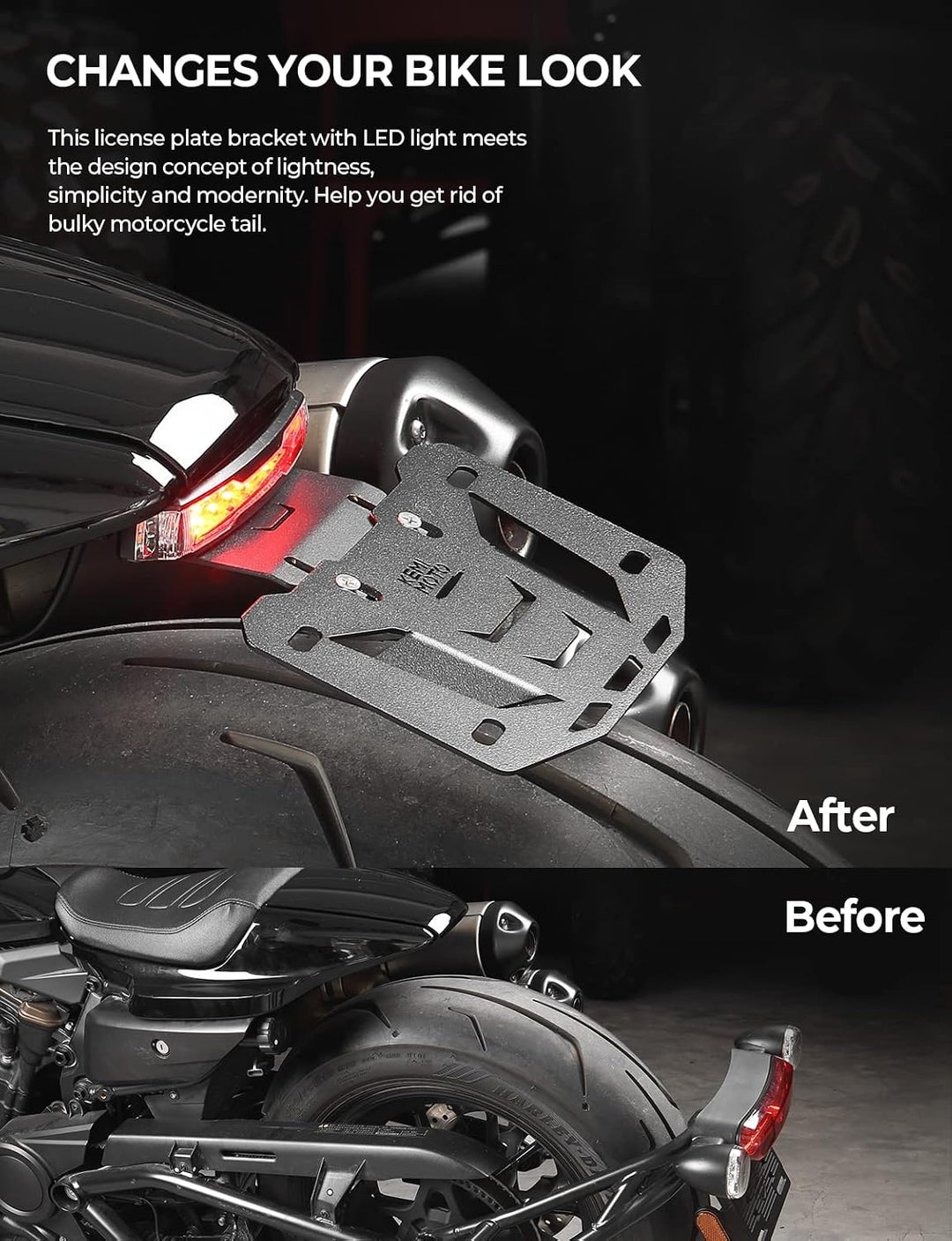 Motorcycle License Plate Bracket with LED Signal Light