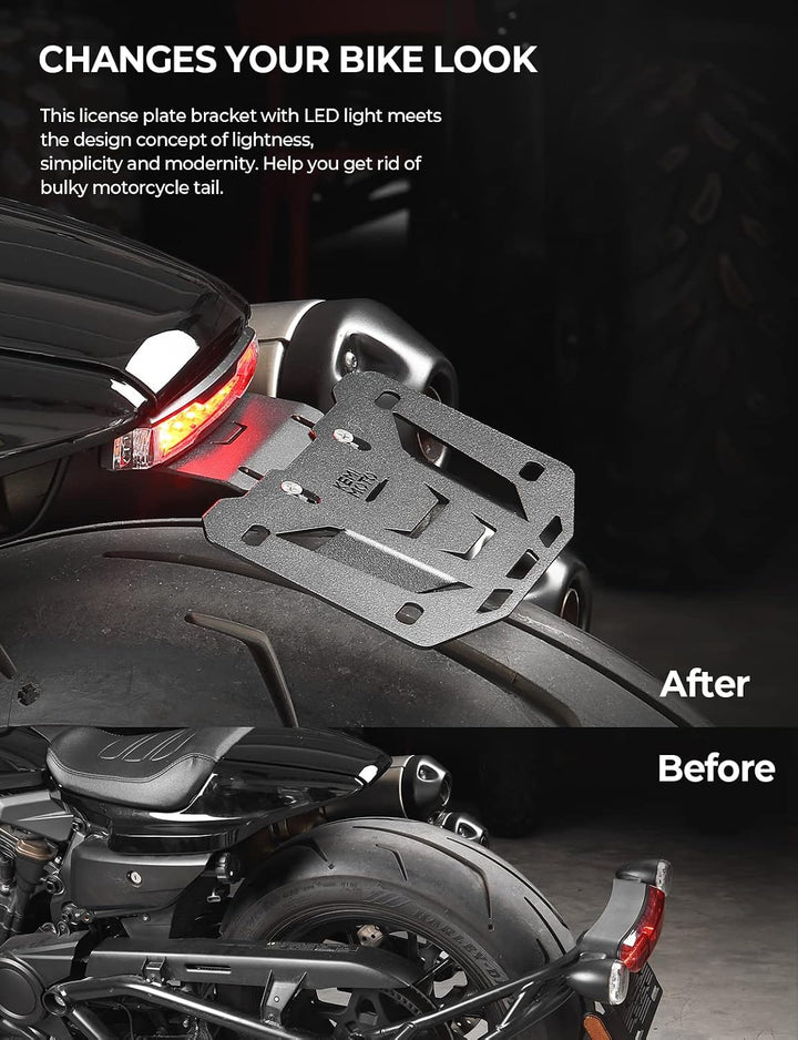 Motorcycle License Plate Bracket with LED Signal Light