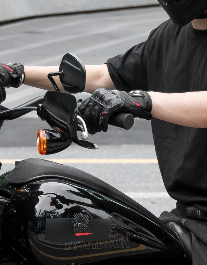 Leder Motorradhandschuhe mit Touchscreen für Herren